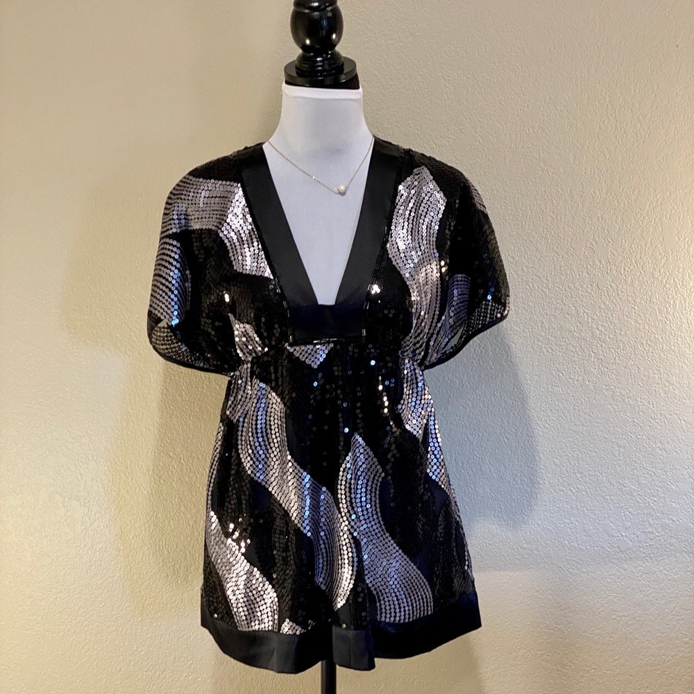 Hale Bob Black And Silver Sequence Tunic - image 4